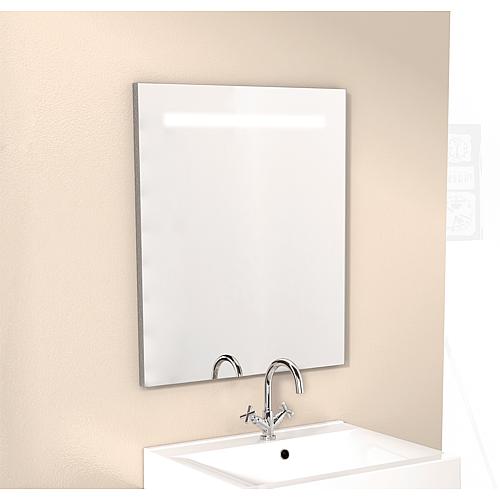 Miroir avec joue décorative et éclairée,
largeur 600 mm